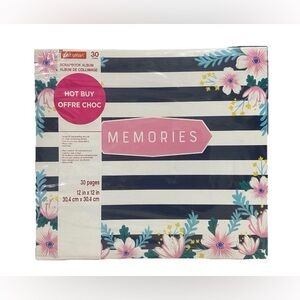 Craftsmart Memories Scrapbook Album 30 Pages 12" x 12" Stripes And Flowers NEW